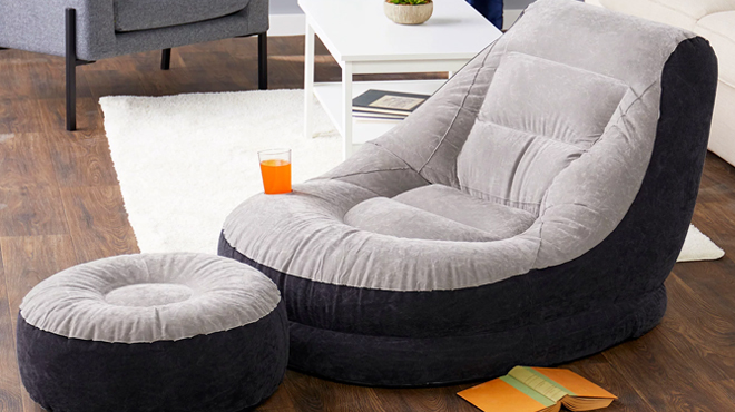 Intex Inflatable Ultra Lounge Chair and Ottoman Set in Gray Color Intex Inflatable Ultra Lounge Chair and Ottoman Set in Gray Color