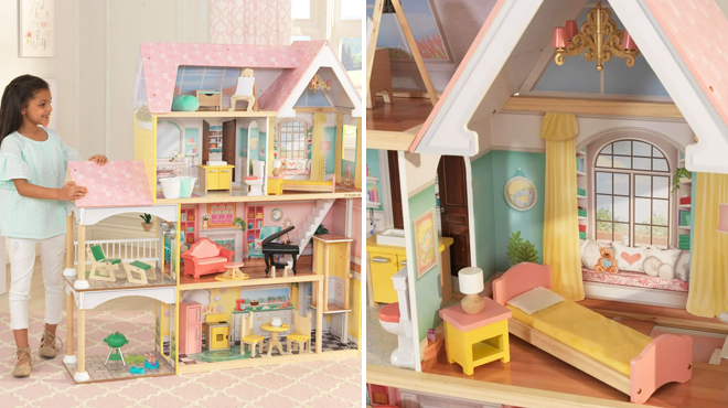 KidKraft Lola Mansion Dollhouse on the Left and Closer Look at the Same Item on the Right