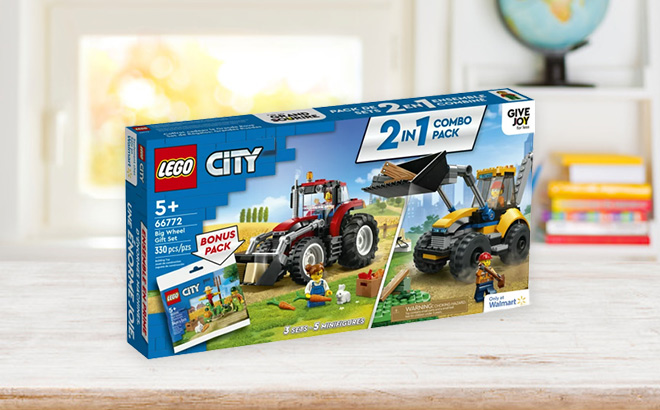 LEGO City Big Wheel Gift Set on the Table in Kids Room