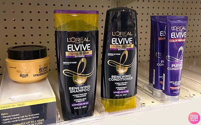 LOreal Elvive Shampoo and Conditioner in shelf