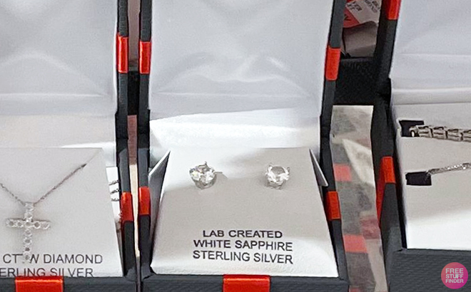 Lab Created White Sapphire Stud Earrings
