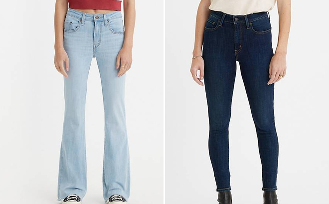 Levis 726 High Rise Flare and 721 High Rise Skinny Womens Jeans