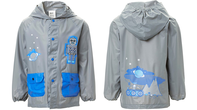 Lilly of New York Gray and Blue Robot Raincoat Kids Raincoat