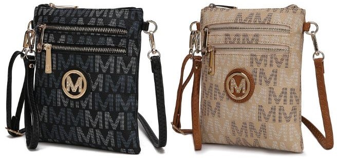 MKF Collection by Mia K Valerie Signature M Crossbody Bag in Black and Beige Color