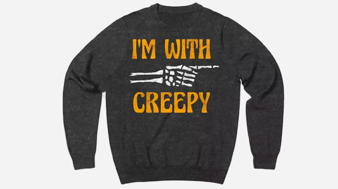 Mad Engine Im With Creepy Mens Graphic Pullover Sweatshirt