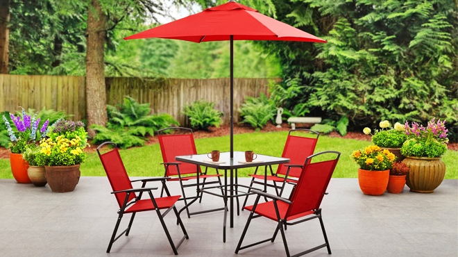Mainstay Albany Lane 6 Piece Outdoor Dining Set in Red Color