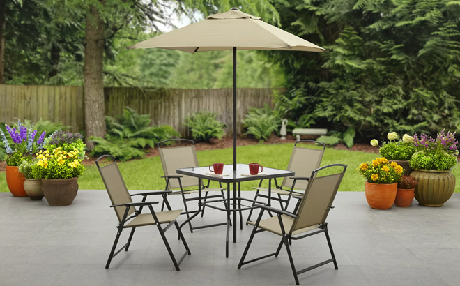 Mainstay Albany Lane 6 Piece Outdoor Dining Set in Tan Color