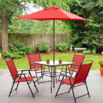 Mainstays Albany Lane 6 Piece Outdoor Patio Dining Set in Red Color