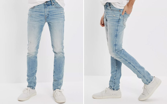 Men Wearing American Eagle Distressed Skinny Jeans