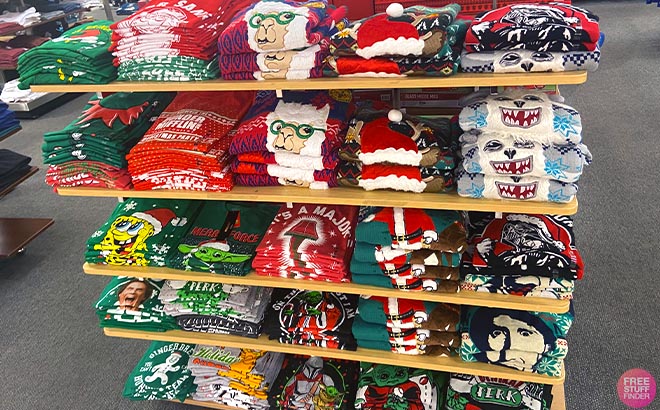 Mens Ugly Christmas Sweaters in shelf