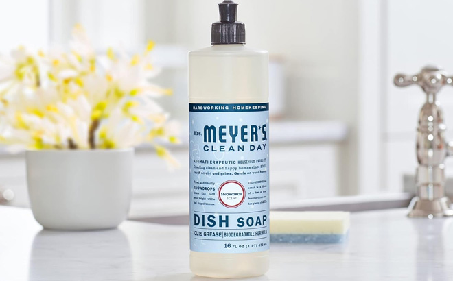 Mrs Meyers Clean Day Snowdrop Dish Soap on the Table