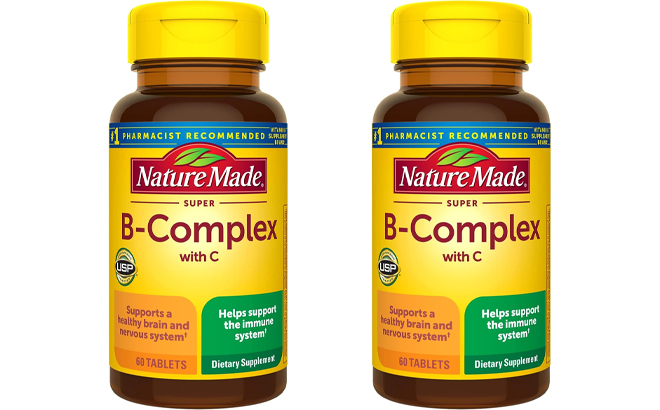 Nature Made 60 Count Super B Complex with Vitamin C Supplement Bottles Nature Made 60 Count Super B Complex with Vitamin C Supplement Bottles