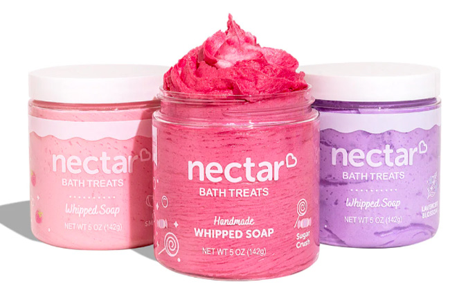 Nectar Bath Treats Whipped Soap Clean 3 Pack on a Plain Background