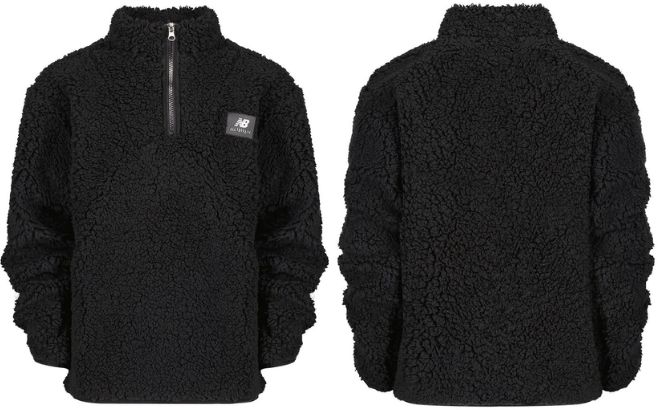 New Balance Black Sherpa Quarter Zip Pullover for Boys