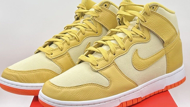 Nike Dunk High Retro Premium Mens Shoes in Gold Color