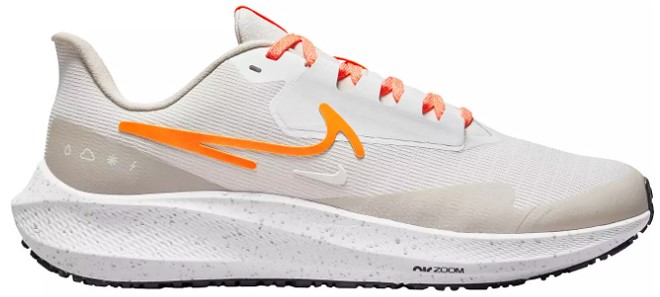 Nike Womens Air Zoom Pegasus Shield Winterized Running Shoes in White Orange Color