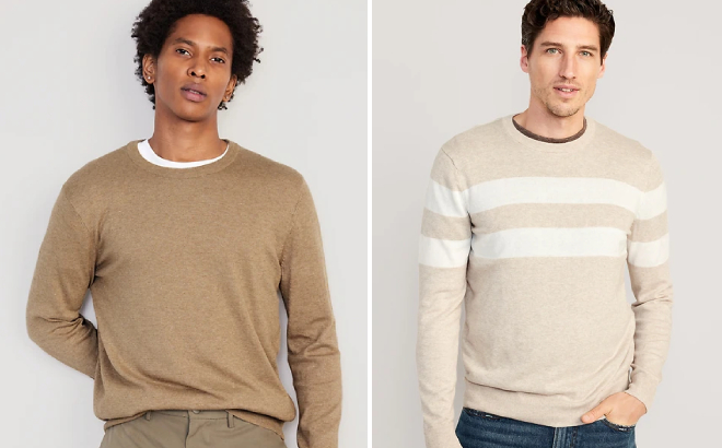Old Navy Mens Crew Neck Sweater and Striped Crew Neck Sweater