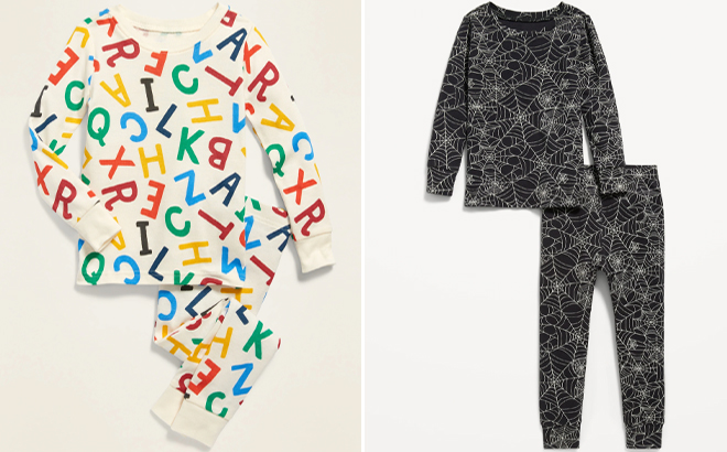 Old Navy Unisex Toddler Baby Alphabet and Black Webbed Pajama Set