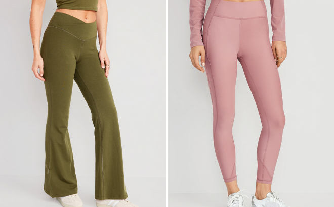 Old Navy Womens Extra High Waisted Super Flare Pants and High Waisted Mesh Panel Leggings Old Navy Womens Extra High Waisted Super Flare Pants and High Waisted Mesh Panel Leggings