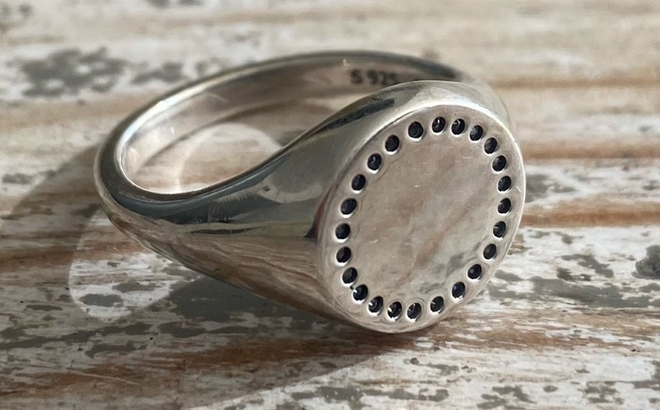 Pandora Silver CZ Circle Signet Ring