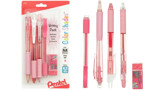 Pentel Color Shades 5 Piece Writing Pack in Pastel Pink