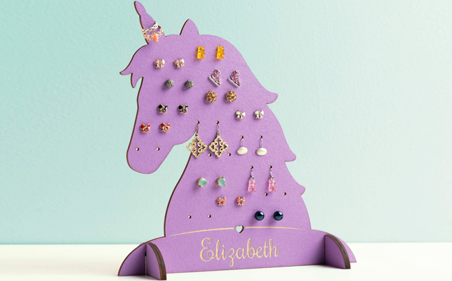 Personalized Planet Purple Unicorn Personalized Earring Holder