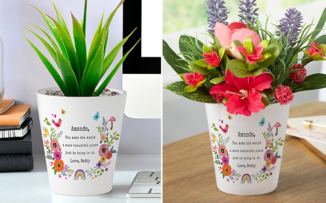 Personalized Planet Floral 'More Beautiful Place' Personalized Planter 