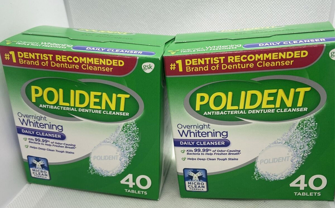 Polident Overnight Whitening Denture Cleanser Effervescent 40 Tablets Polident Overnight Whitening Denture Cleanser Effervescent 40 Tablets