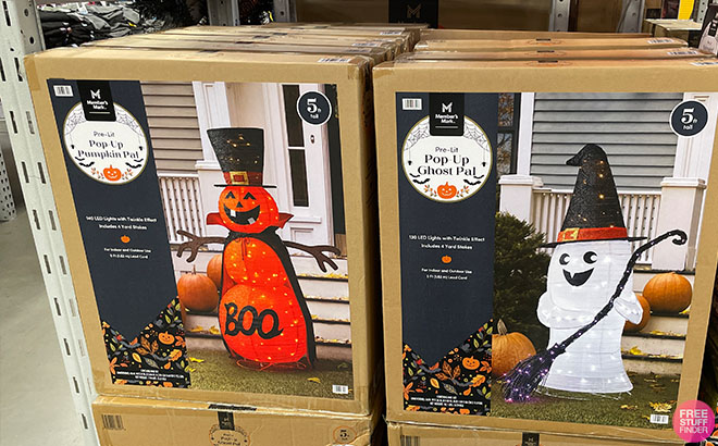 Pop Up Halloween Pals Pumpkin and Ghost on a Shelf