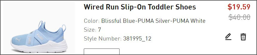 Puma Wired Run Slip On Toddler Shoes in Blissfull Blue Checkout Screen Puma Wired Run Slip On Toddler Shoes in Blissfull Blue Checkout Screen