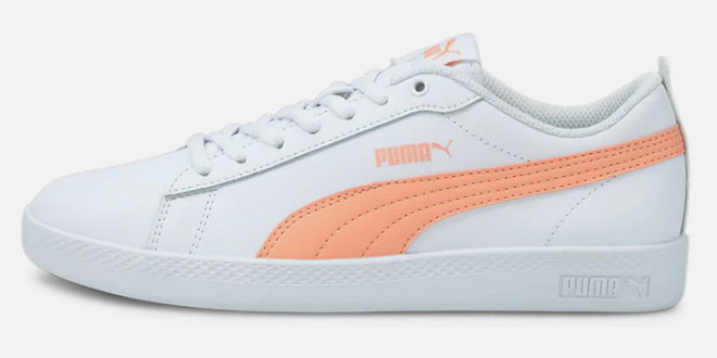 Puma Womens Smash V2 Leather Sneakers White Apricot