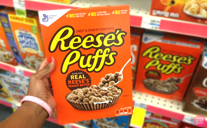 Reeses Puffs Chocolatey Peanut Butter Cereal Box