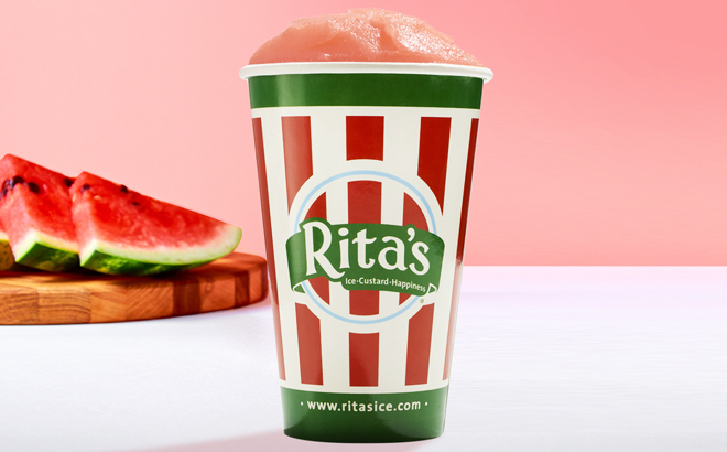 Rita's Italian Ice with Watermelon Slices on the Left