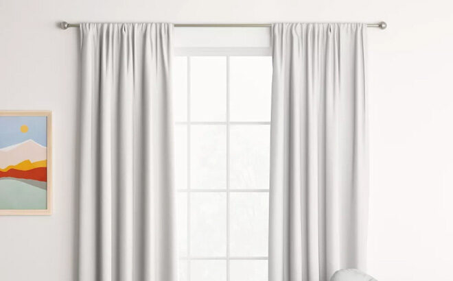 Room Essentials Room Darkening White Heathered Curtain Panel 1