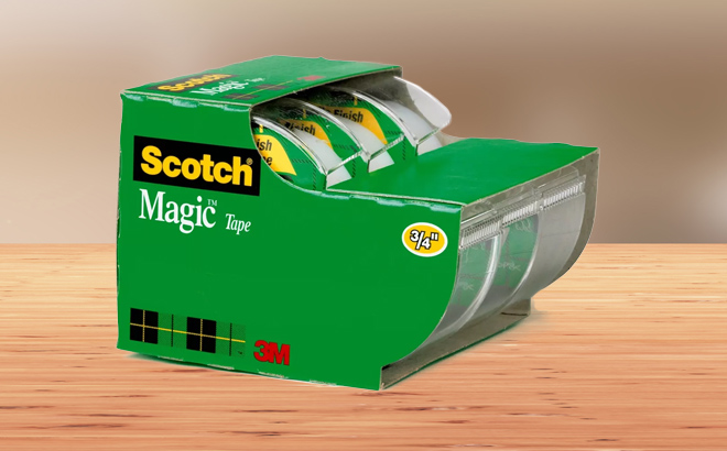 Scotch Magic Tape 3 Pack on a Wooden Table