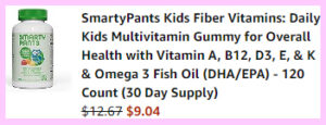 Screen Grab for the final price breakdown for SmartyPants Kids Fiber Gummy Vitamins 120 ct