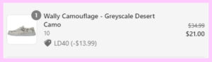 Screen Grab of the final price for Hey Dude Wally Camouflage