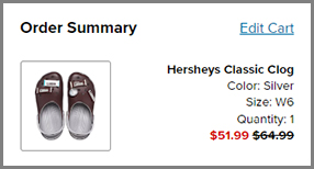 Screenshot of Crocs Hersheys Classic Clog Discounted Final Price with Promo Code at Crocs Checkout