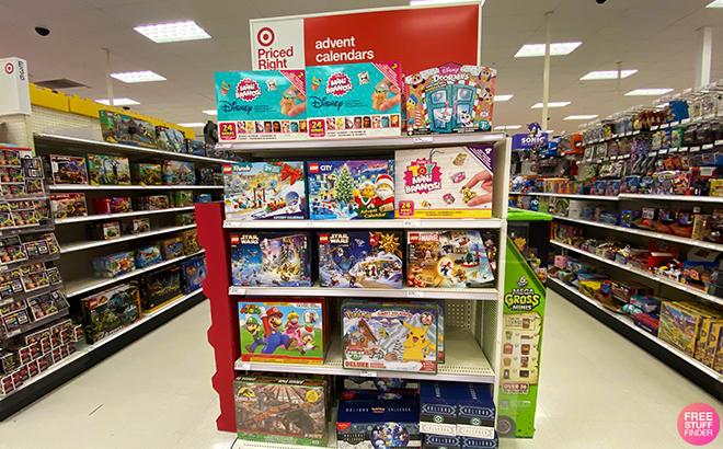Shelf of Advent Calendars in Target