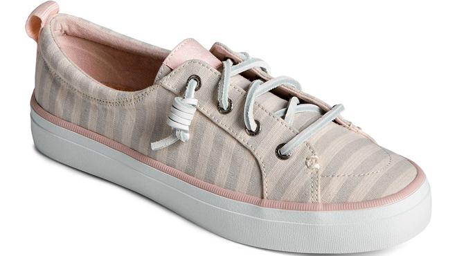 Sperry Womens SeaCycled Crest Vibe Striped Textile Sneakers Grey Color