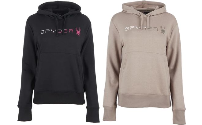 Spyder Womens Fade Graphic Hoodies in Black and Falcon Color