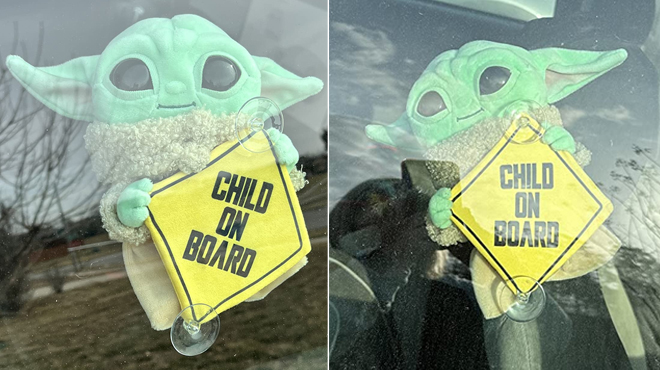 Star Wars Grogu Child on Board Sign Plush Toy