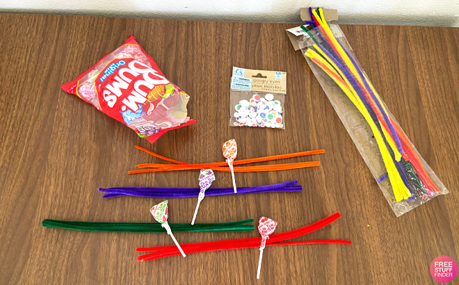 Supplies for Making Lollipop Spiders