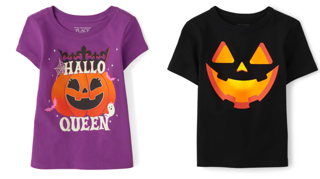 TCP Glow In The Dark Baby And Toddler Girls Glow Hallo Queen Graphic Tee and Baby And Toddler Boys Jack O Lantern Face Graphic Tee TCP Glow In The Dark Baby And Toddler Girls Glow Hallo Queen Graphic Tee and Baby And Toddler Boys Jack O Lantern Face Graphic Tee
