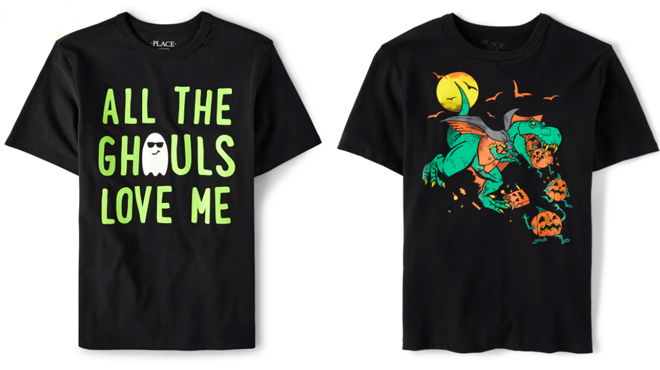 TCP Glow In The Dark Boys Glow Ghouls Love Me Graphic Tee and Boys Halloween Dino Graphic Tee TCP Glow In The Dark Boys Glow Ghouls Love Me Graphic Tee and Boys Halloween Dino Graphic Tee
