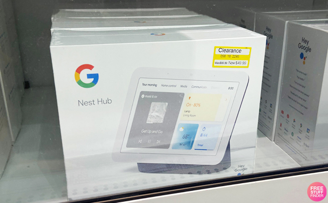 The Google Nest Hub on a TArget Shelf 1