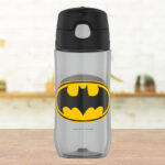 Thermos Funtainer Batman 16 Ounce Plastic Hydration Bottle on a Table
