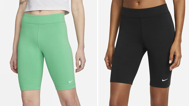 Two Colors of Nike Womens Mid Rise 10 Inch Biker Shorts