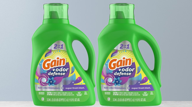 Two Counts of Gain 78 Loads Laundry Detergent