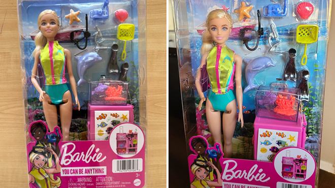 Two Images of Barbie Marine Biologist Doll Playset